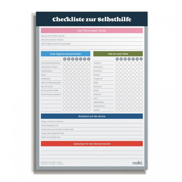 Nolki Selbstfürsorge-Checklisten-Block