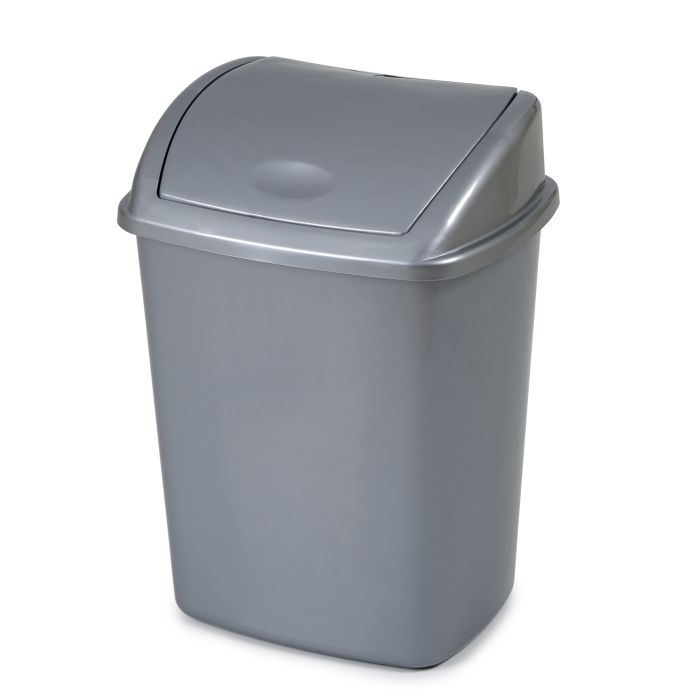 Kunststof Afvalbak met swing deksel 26 liter grijs (VB068421)