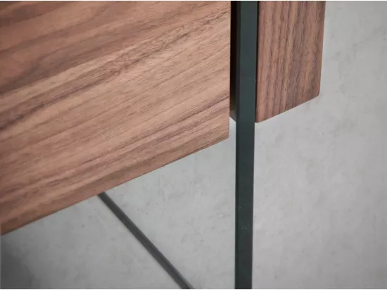 Table basse bois noyer et verre trempé Roka