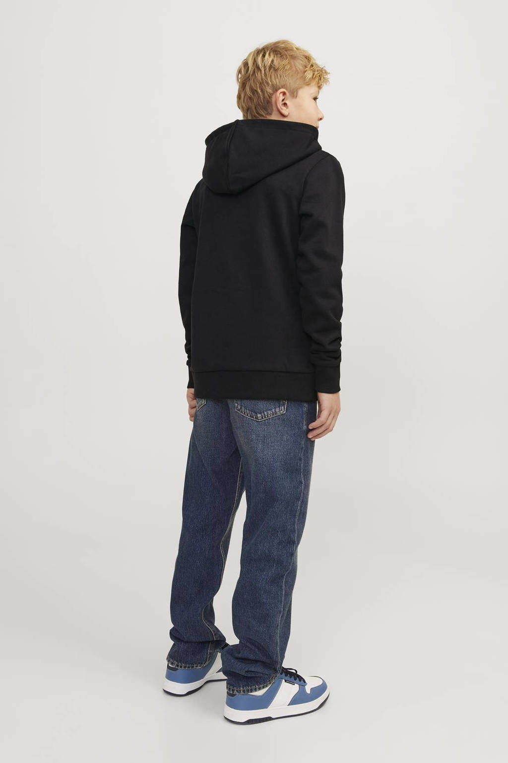 JACK & JONES hoodie JJECALEB VARSITY met logo zwart