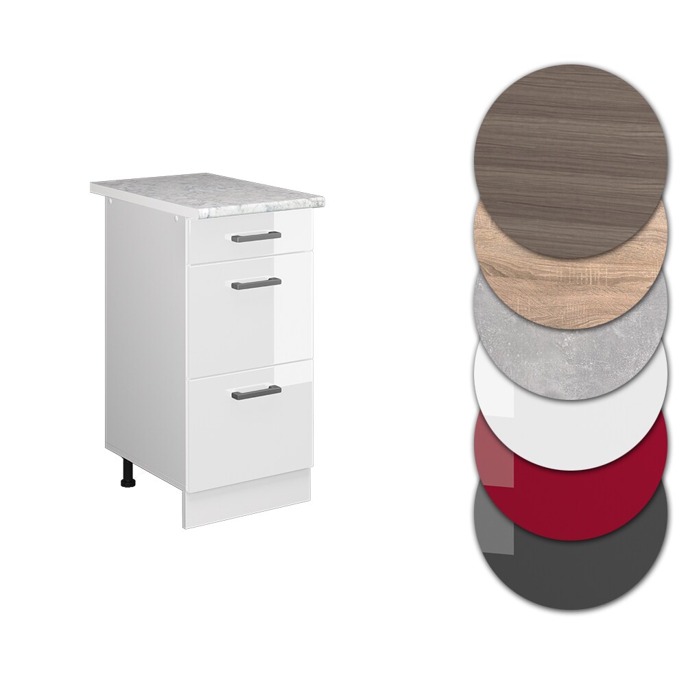Vicco Schubladenunterschrank Küchenschrank Küchenzeile R-Line 40 cm Weiß Schublade Arbeitsplatte