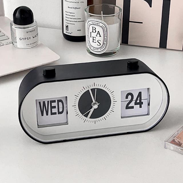 Manual Side Ur Rotation Skrivebord Vækkeur Kalender Ur