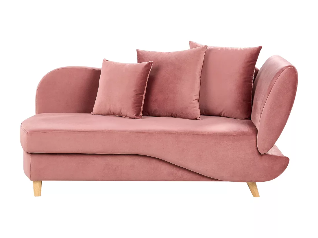 Chaise longue côté gauche en velours rose MERI II