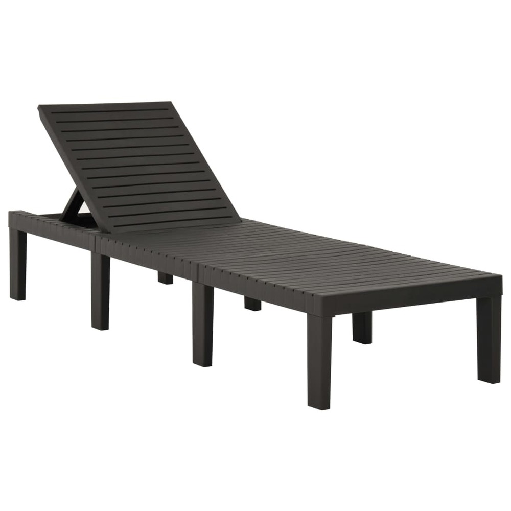 Transat chaise longue bain de soleil lit de jardin terrasse meuble d'extérieur avec coussin plastique anthracite