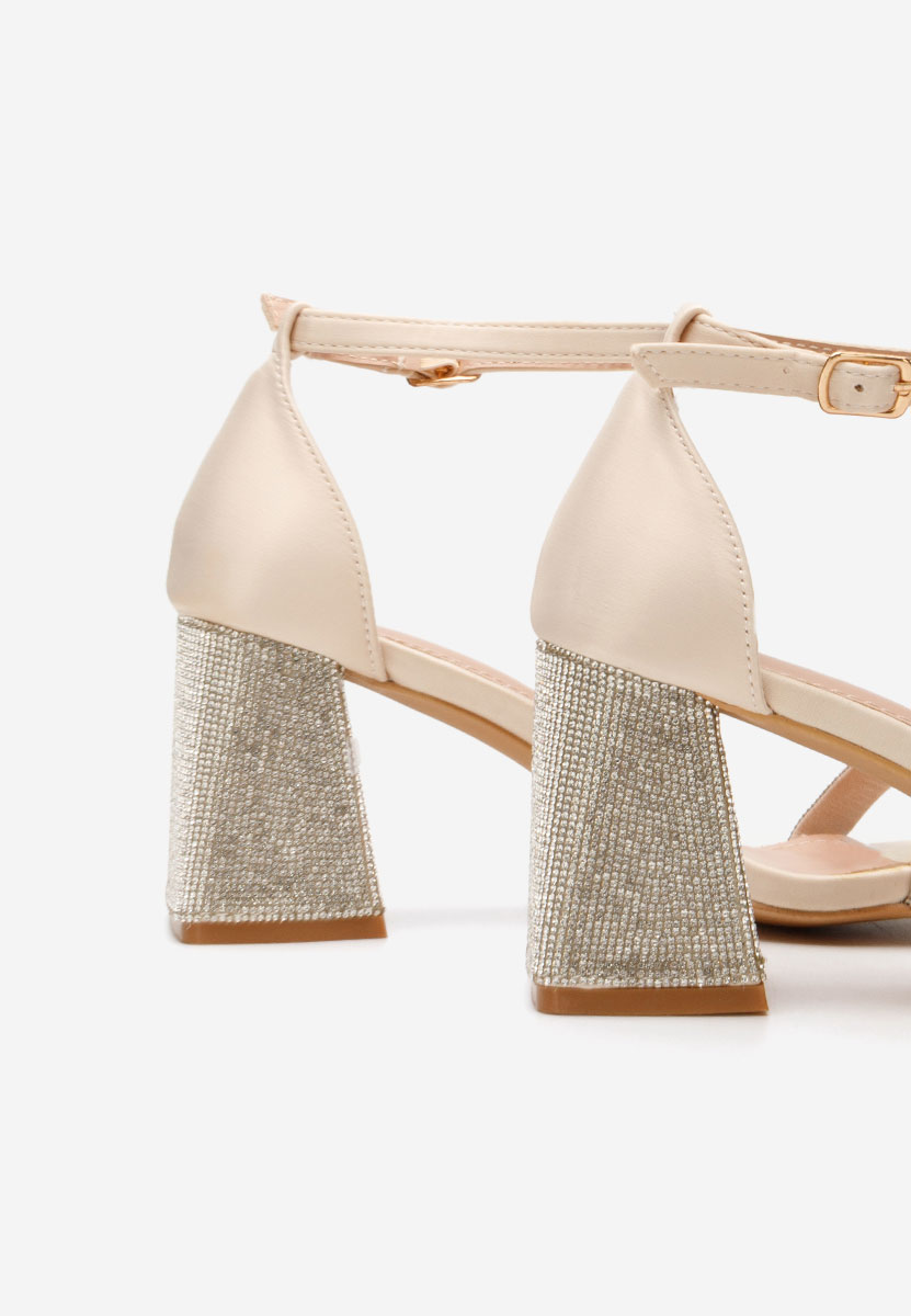 Sandales à talon épais beige Margret