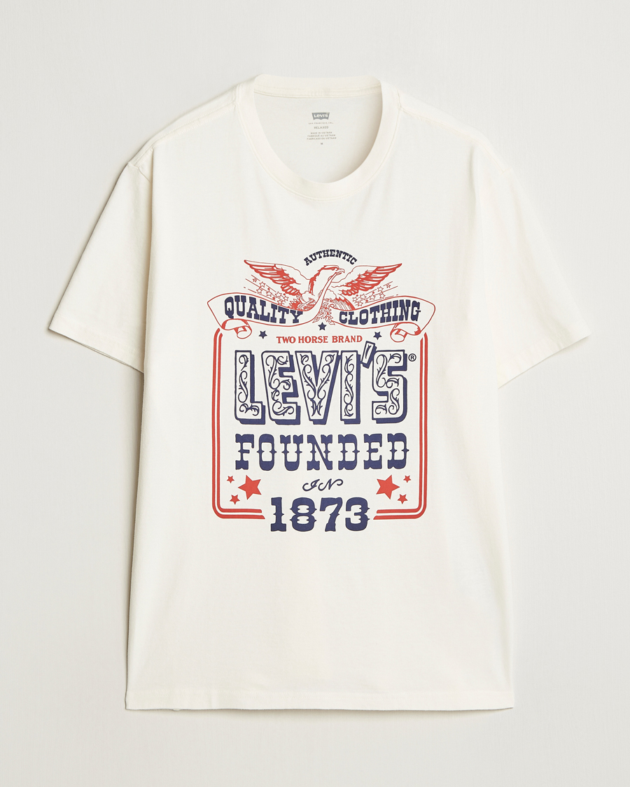 Levi's Relaxed Fit Printed Crew Neck T-Shirt Egret White