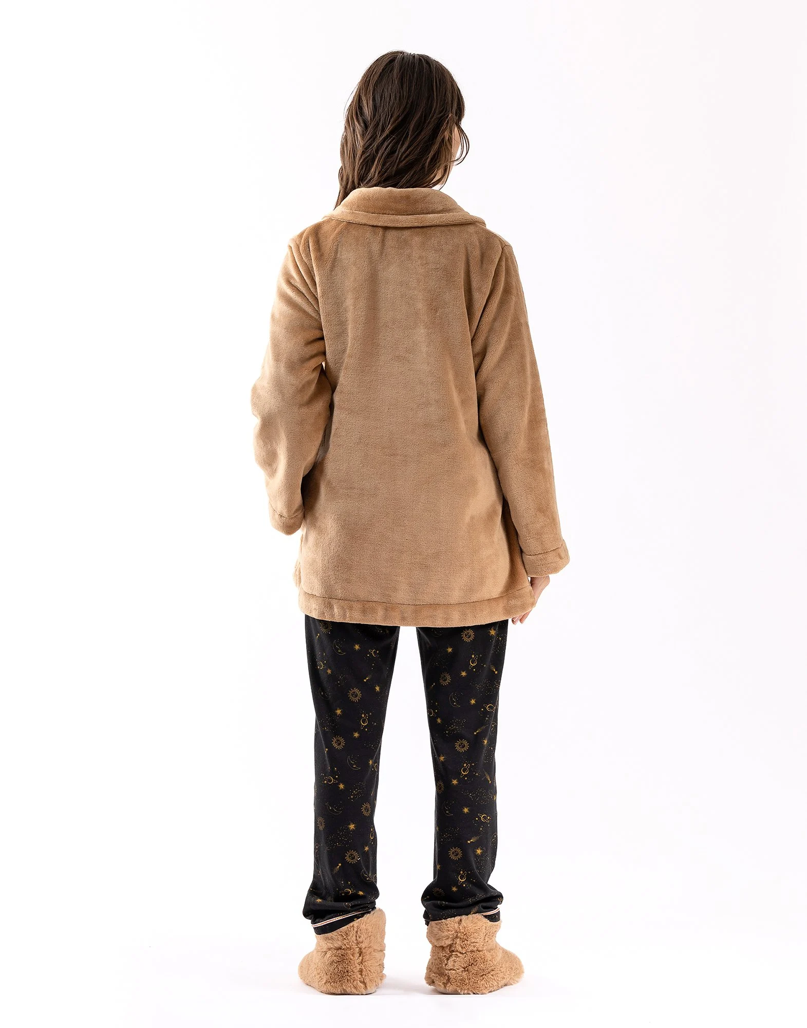 ESSENTIEL H77A - Veste en peluche flanelle | Marron