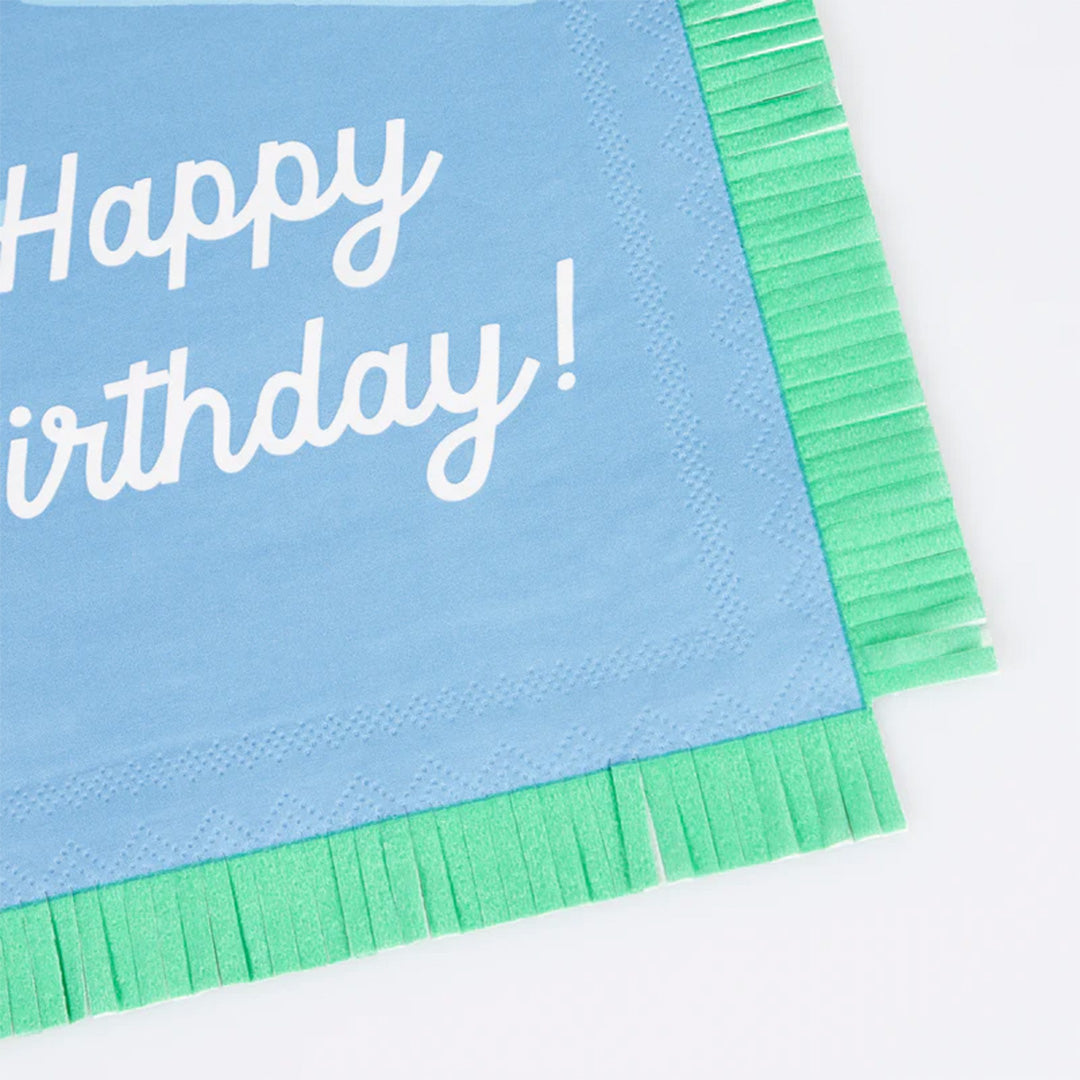 Meri meri servetten happy birthday gekleurd - large - 16st