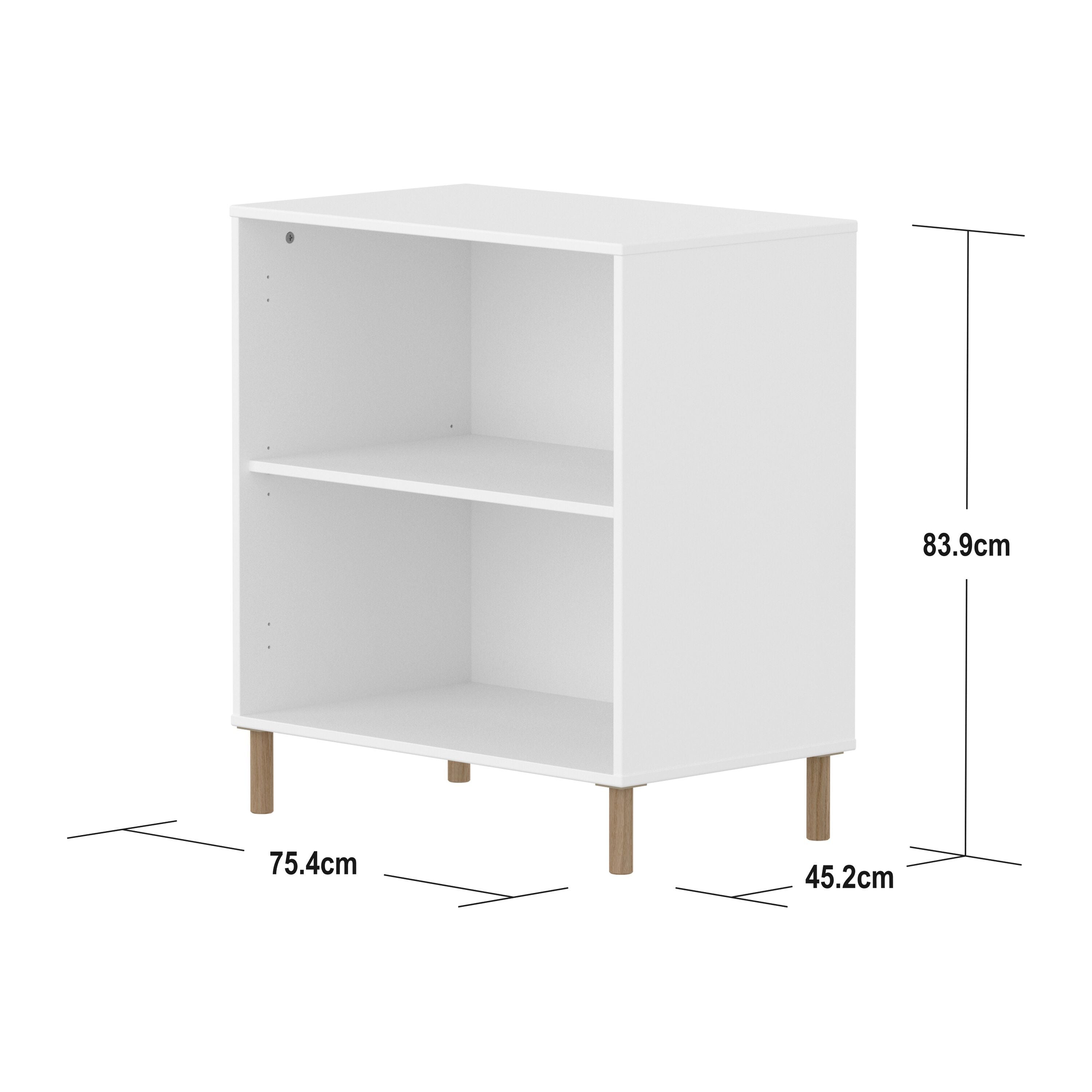 SAGA Regal weiss ohne Tür und oak Füsse - Weiss / B: 75.0 cm x T: 45.0 cm x H: 84.0 cm