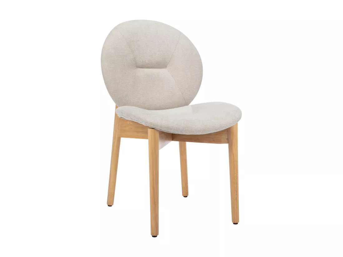 Lot de 2 chaises en tissu et bois d'hévéa - Beige - ISADIO