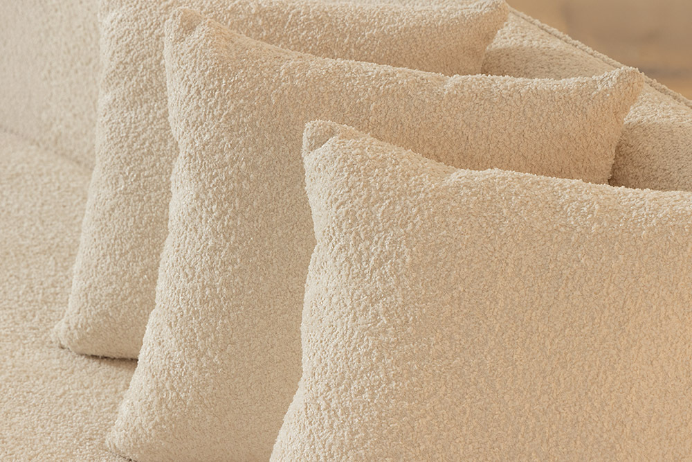 Modernes Sofa ATELIER L 330cm beige Bouclé XXL-Couch Nosagfederung inkl. Kissen