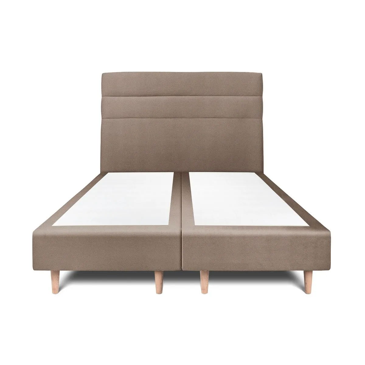 Sommeil de plomb Lit 160x200cm - Tête de lit lignes velours - Double sommier tapissier taupe
