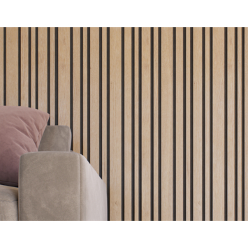 Lattenwand Decowall Acoustic Blend natuur eiken, combinatie van verschillende breedtes, 260x30cm, 2 stuks (1.56m2)