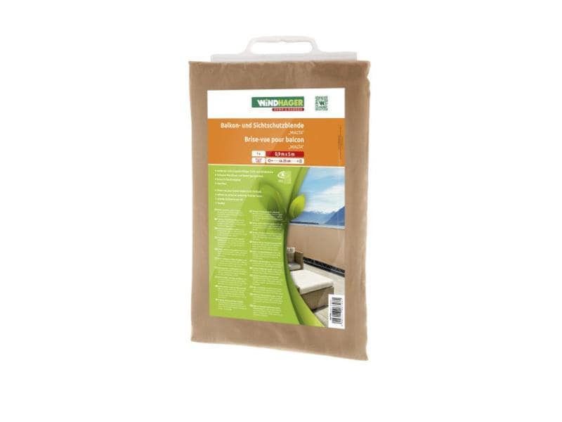 Windhager Sichtschutz Balkonbespannung Malta 0.9x5m, Kaki Sichtschutz für Balkone und Terrassen