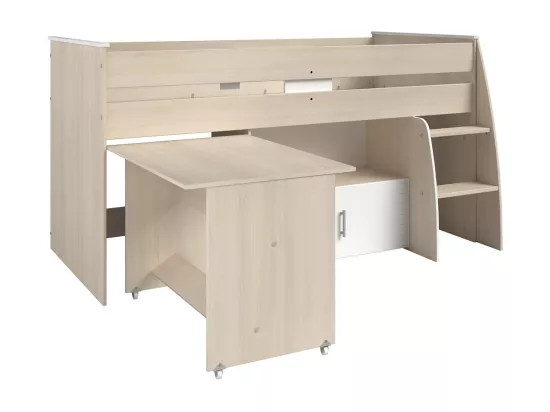 Lit Mezzanine Combiné avec Bureau, Couchage 90x200 cm - Charly