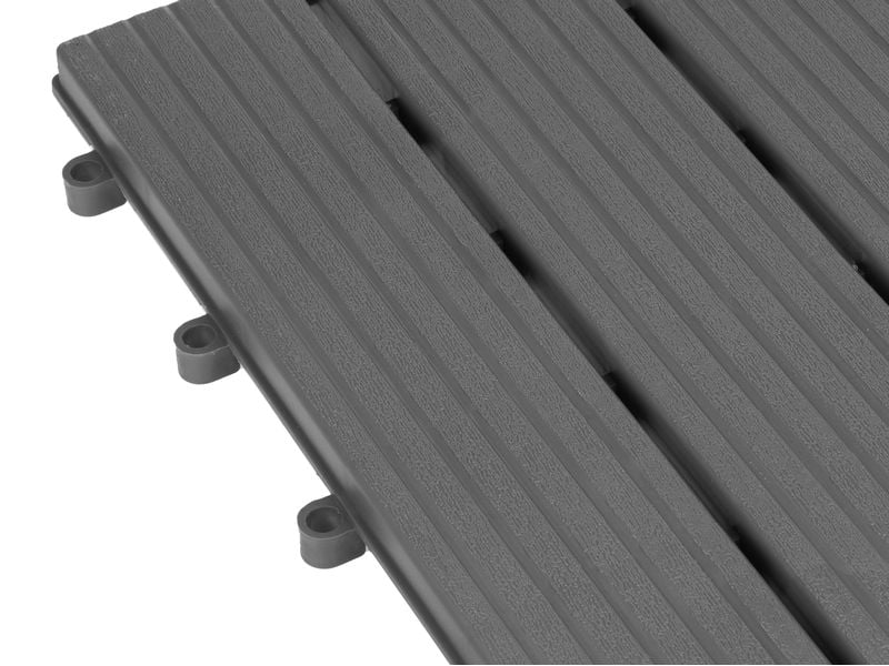 COCON Balkon-& Terrassenplatten Grau, 30 x 30 cm, 6 Stück Set aus 6 Kunststoff-Fliesen in Lamellenoptik
