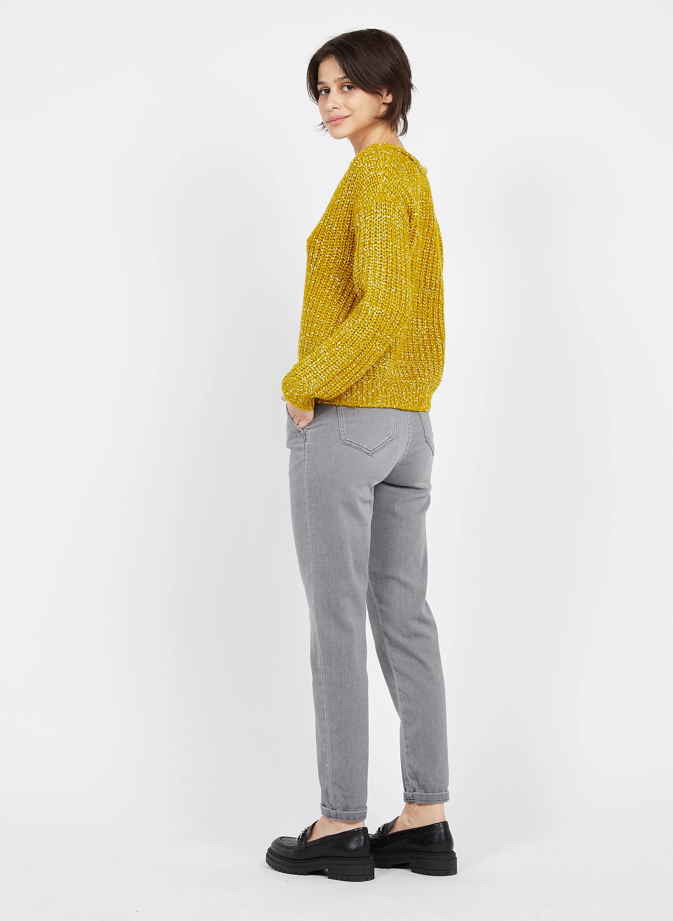Pull col v ample | Jaune