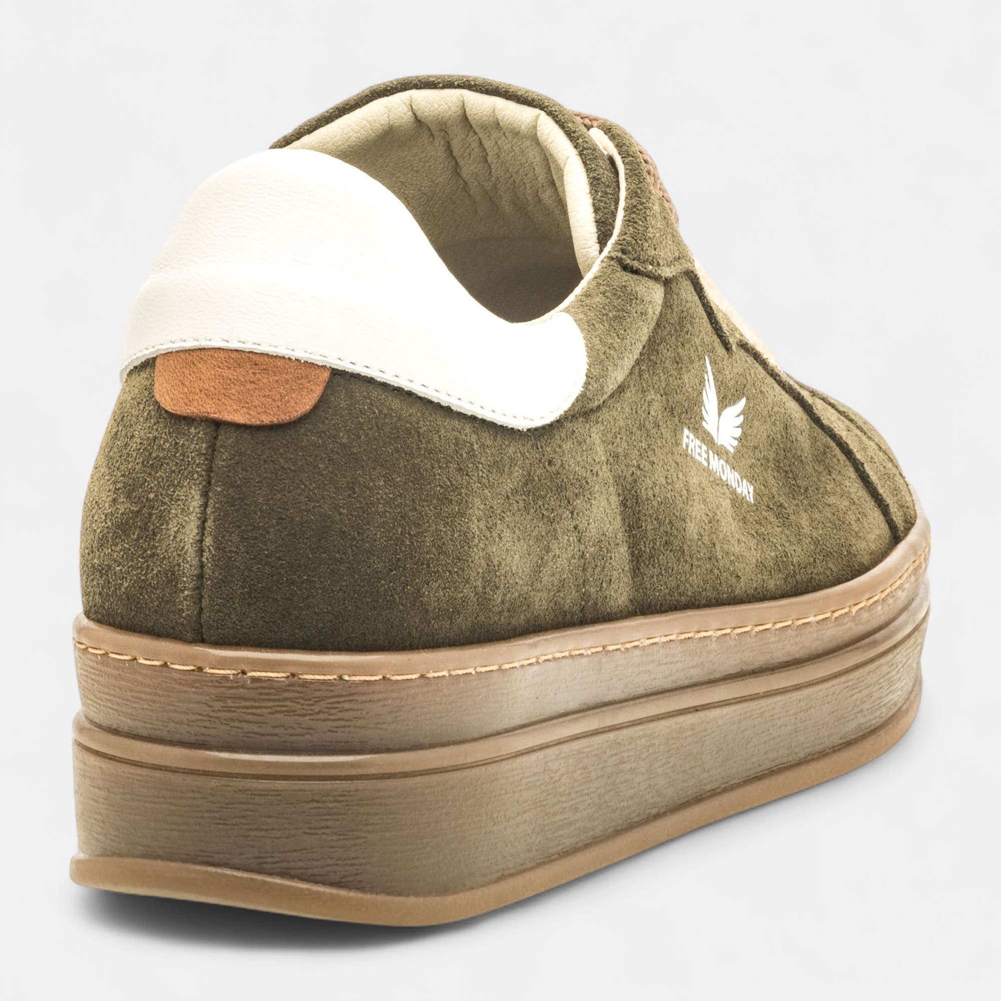 Baskets basses Femme en cuir kaki