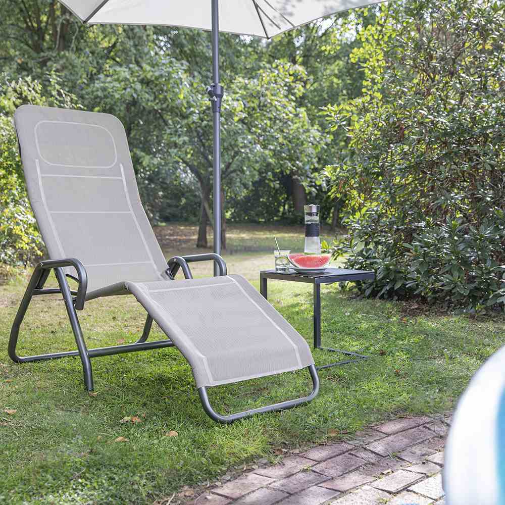 Sonnenliege BITO - taupe-anthrazit - klappbar - 139 cm