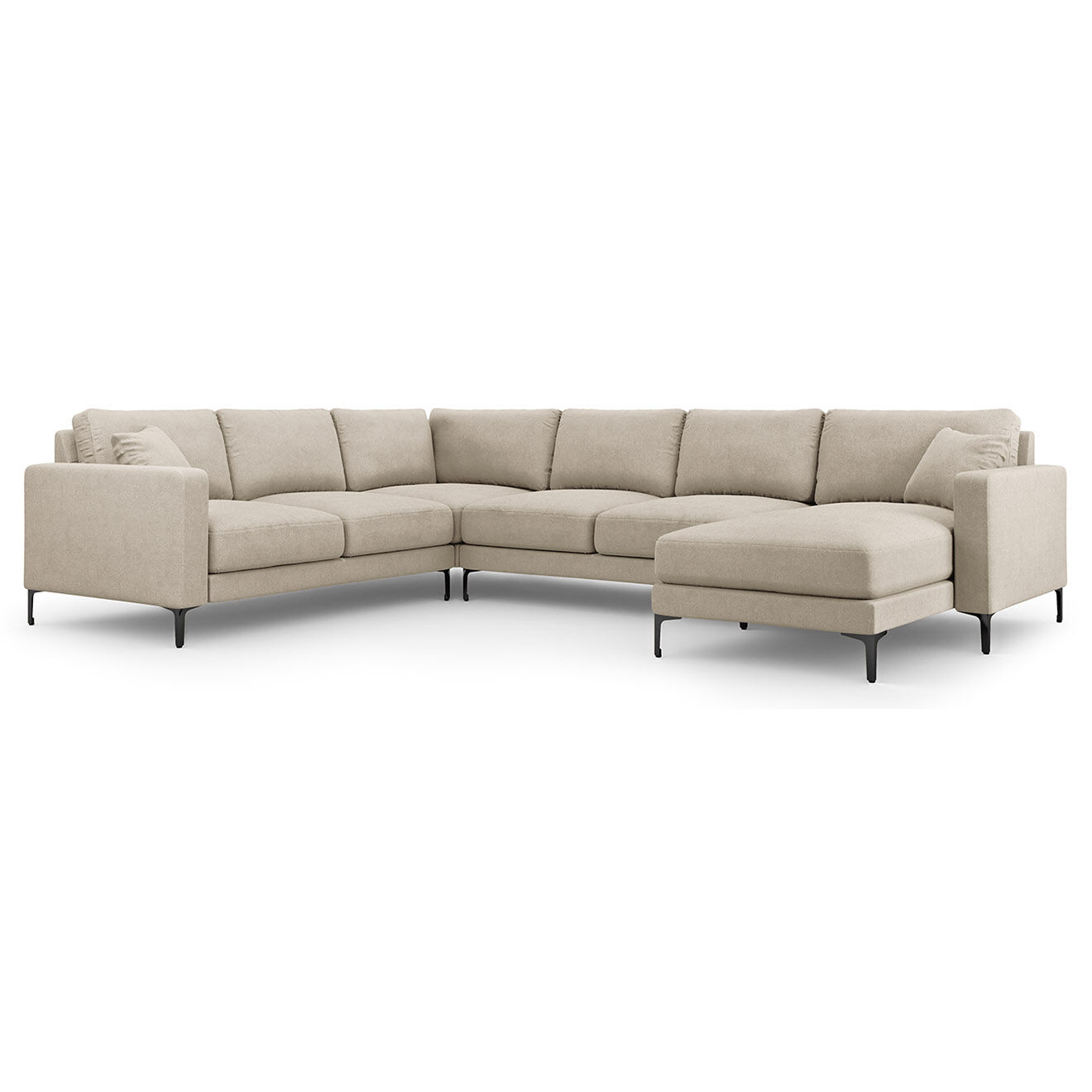 Mazzini Sofas Canapé Panoramique gauche Venus 6 Places beige - 326x236x90 cm