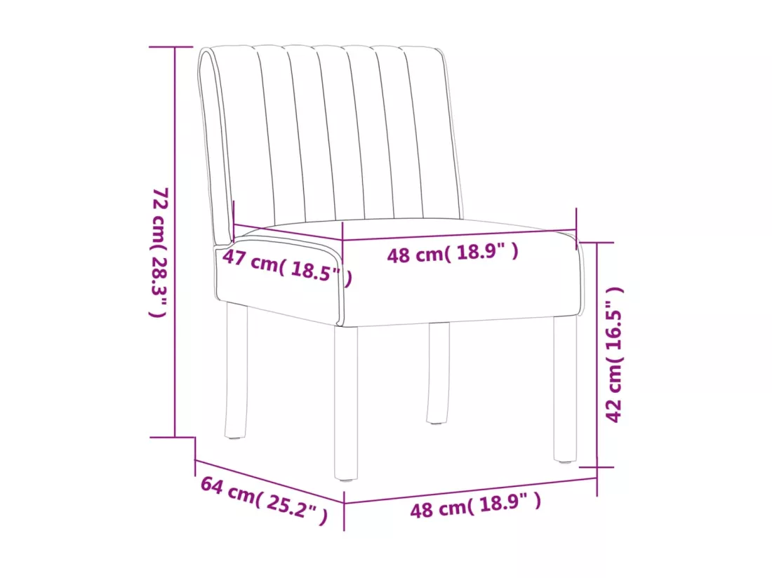 Fauteuil sans accoudoirs gris foncé velours