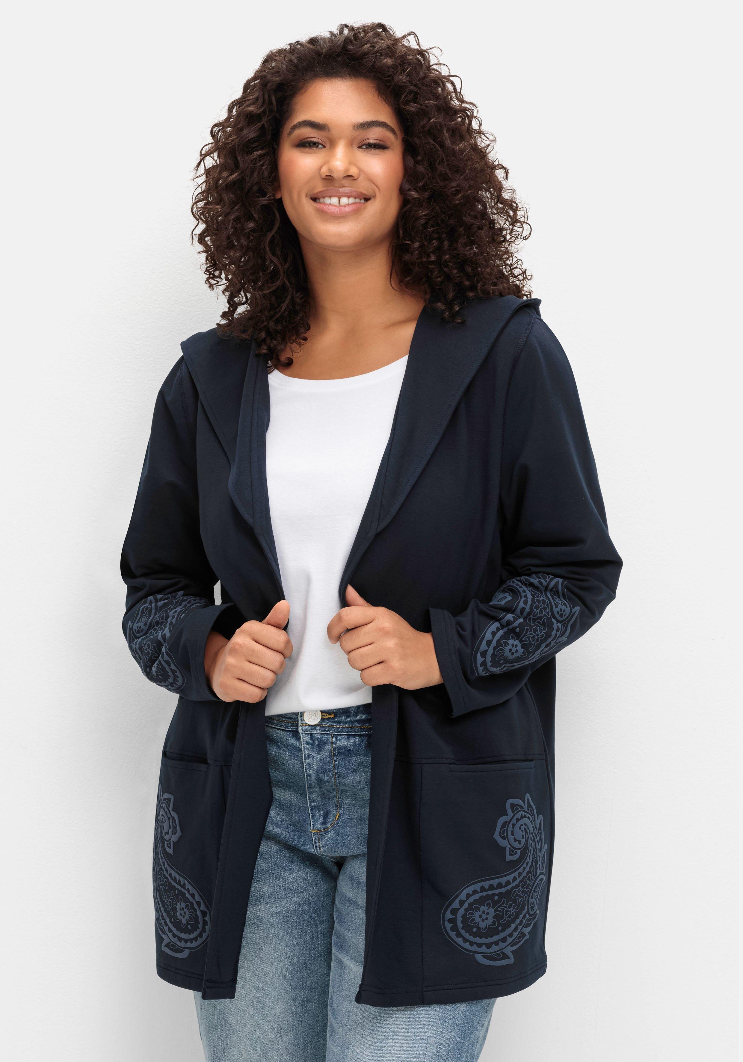 Leichte Kapuzensweatjacke mit Paisleydruck