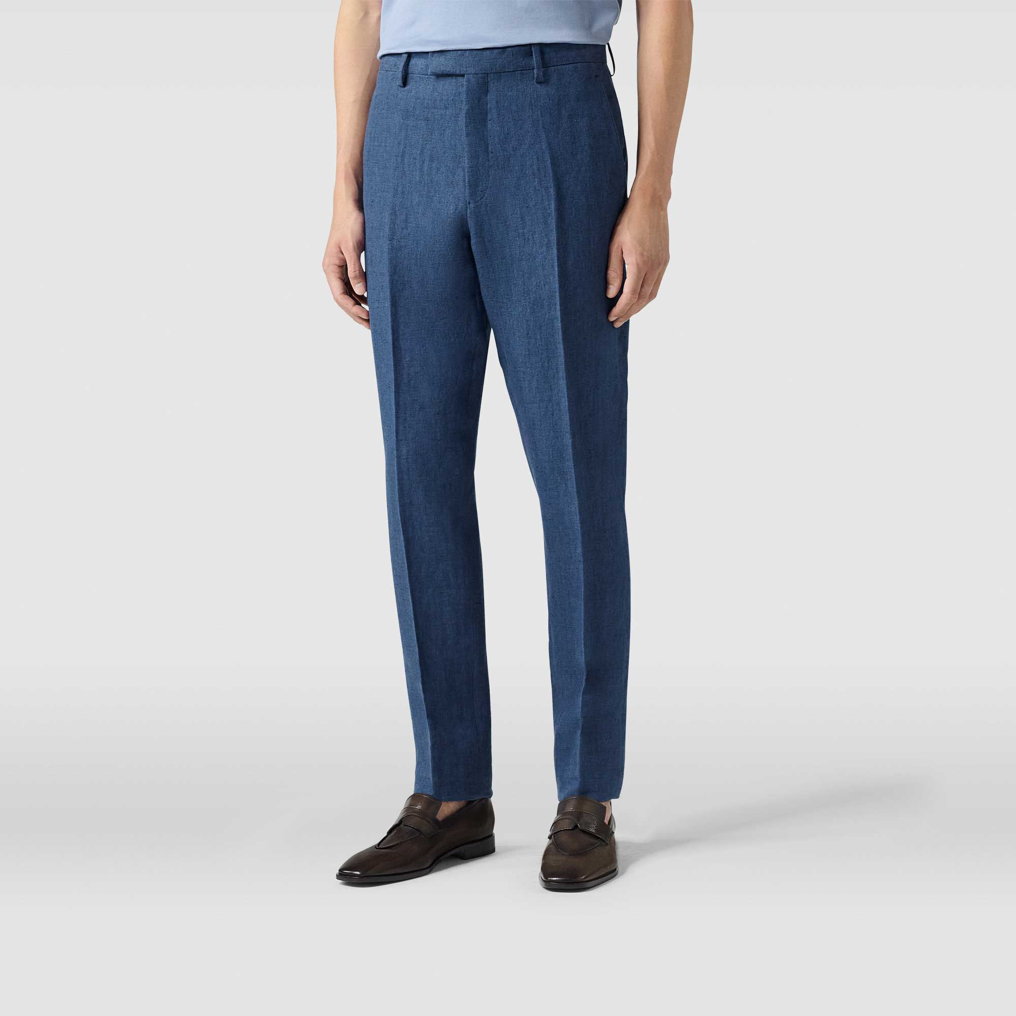 Pantalon Slim Classique En Lin