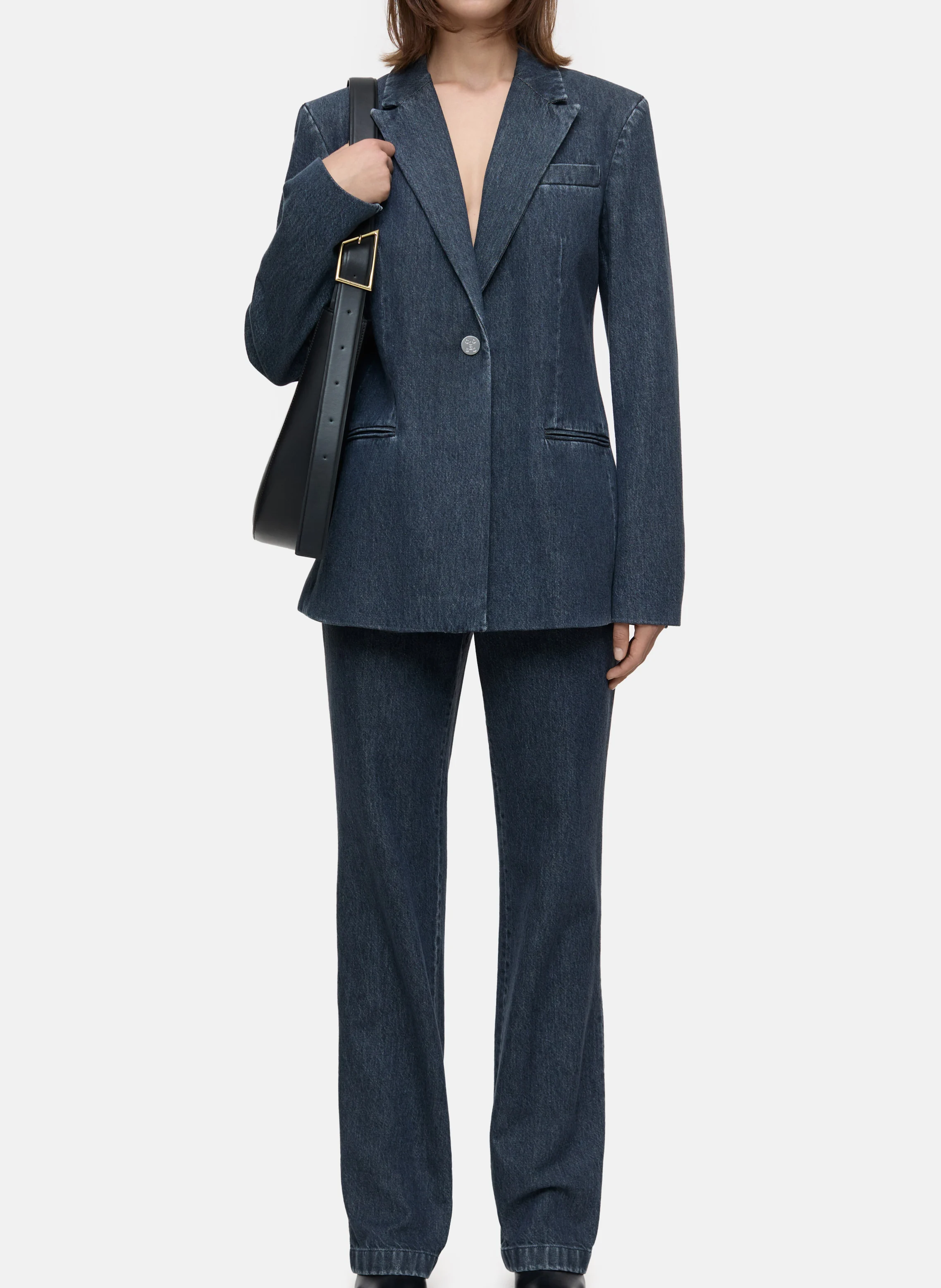 Blazer cintré en denim de coton | Bleu