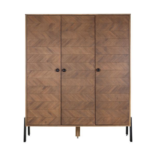 Europe Baby Beau Kinderkamer Walnoot Incl. Houten Onderstel |  Bedbank 90 x 200 cm   Kast 3-Deurs