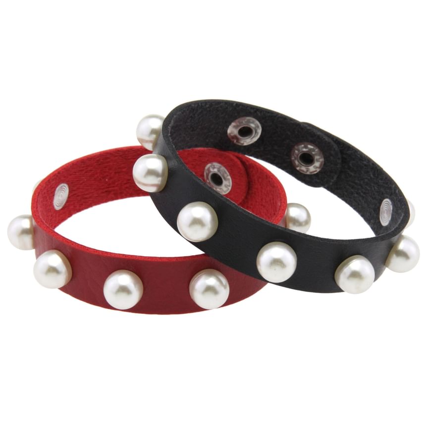 SURELIN - Armband van imitatieparel en imitatieleer