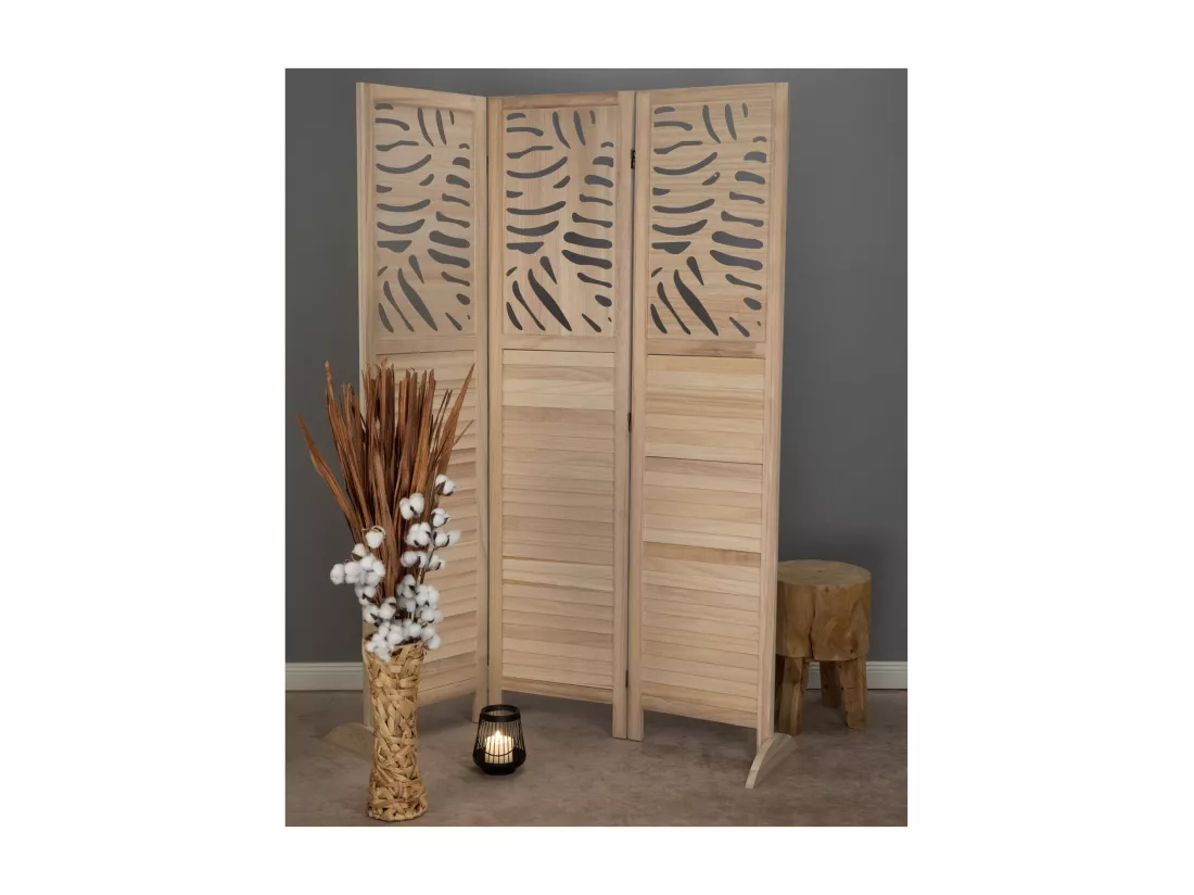 PARAVENT Palmier bois couleurs naturelles