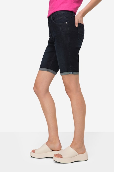 Jeans-Shorts, 5-Pocket, Elastikbund, mit recycelten Materialien
