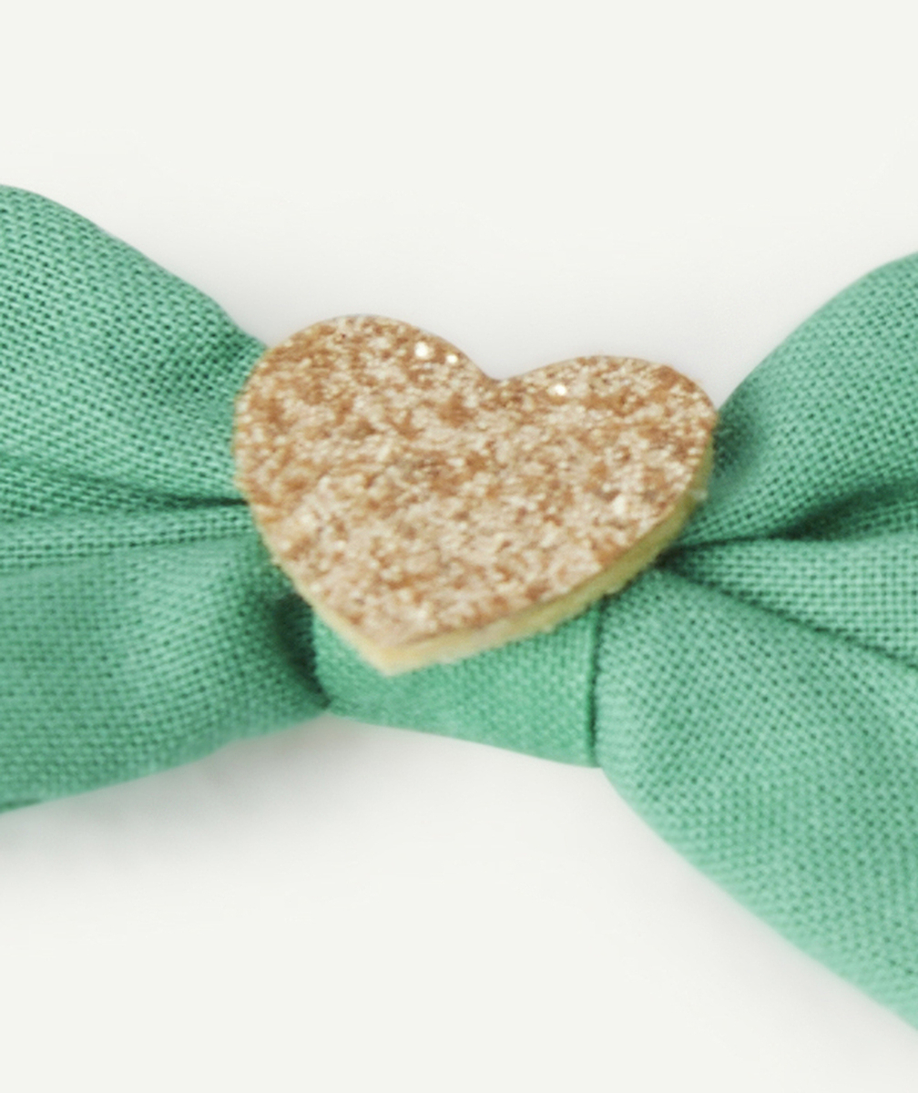 LOT DE 3 BARRETTES NOEUDS AVEC PATCH COEUR DORÉ PAILLETÉ
