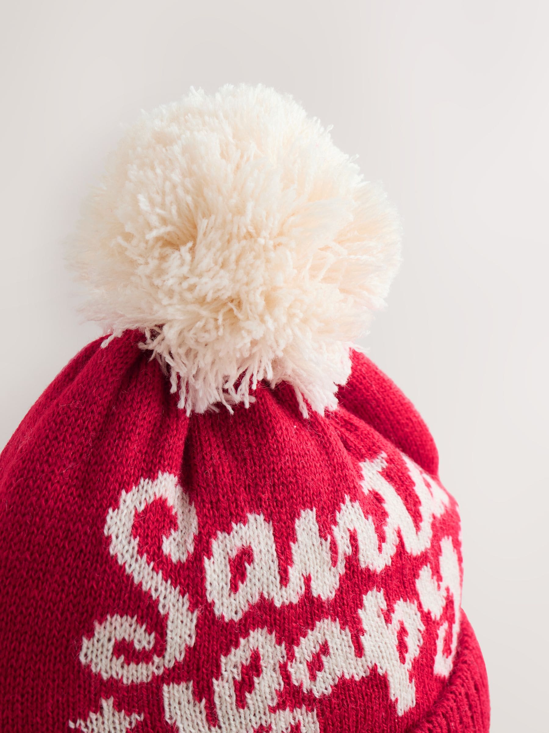Rood - Santa Baby gebreide pomponmuts