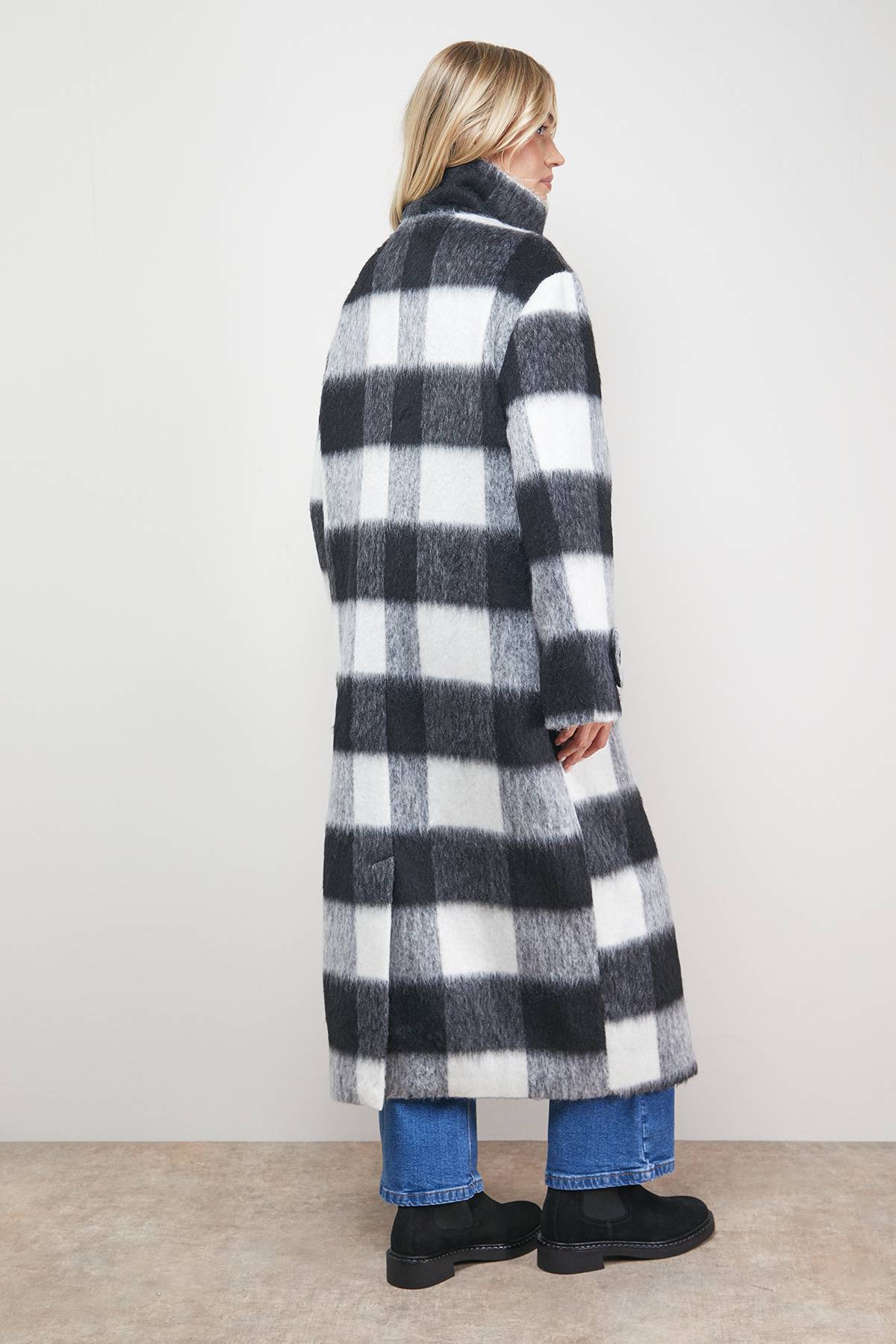 Oasis Manteau Col Montant à Carreaux Brossés