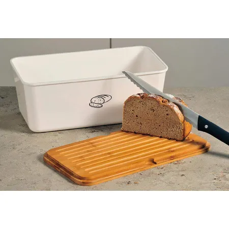 Kesper Brotbox, weiß, Deckel Bambus FSC