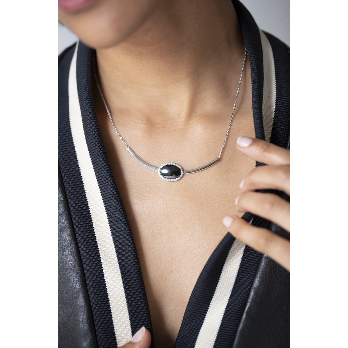 Collier en Argent 925 millièmes et oxyde de zirconium - blanc brillant