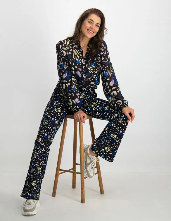 Tramontana Broek Abstracte bloemenprint Q07-09-101