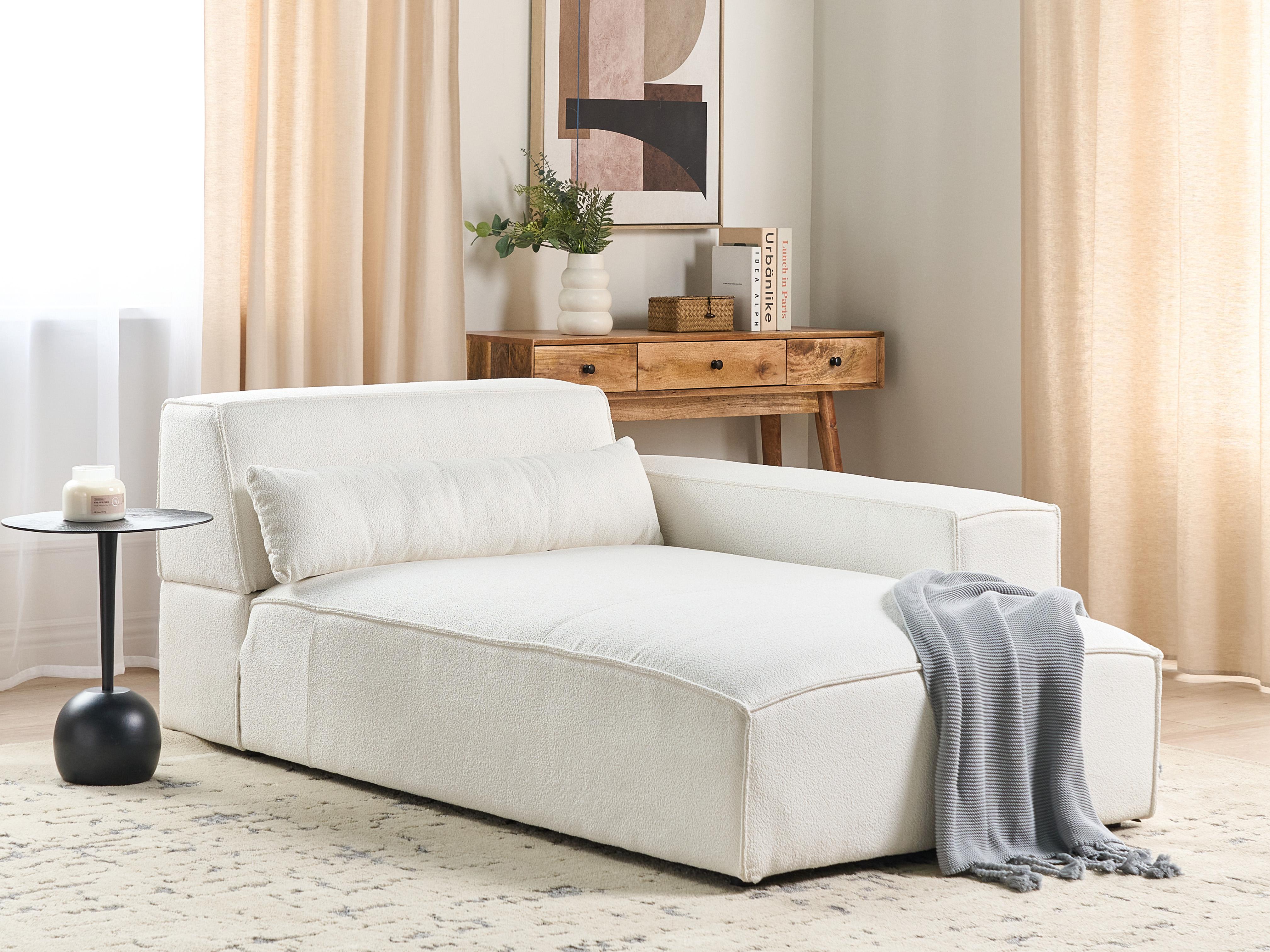 Linkszijdige chaise longue HELLNAR Bouclé Gebroken wit
