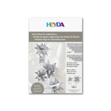 Heyda 204875536 Faltpapier für Fröbelsterne, 120g/qm, silber/weiß