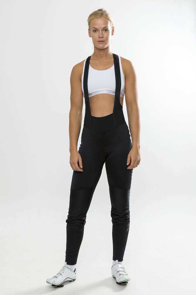 Craft Ideal Wind Fietsbroek Lang Met Bretels Zwart/Zilver Dames