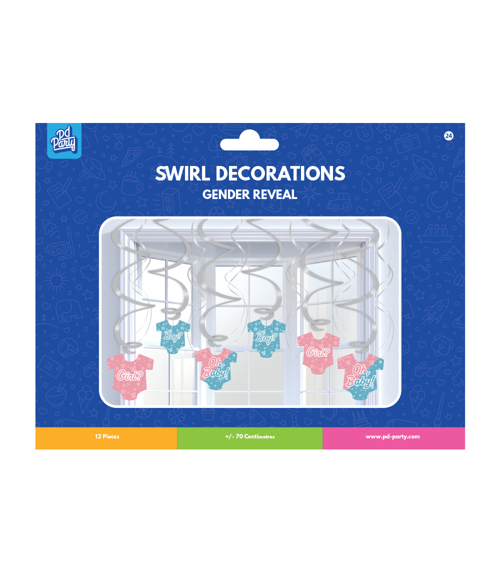 Hangdecoratie Gender Reveal 14cm 12st