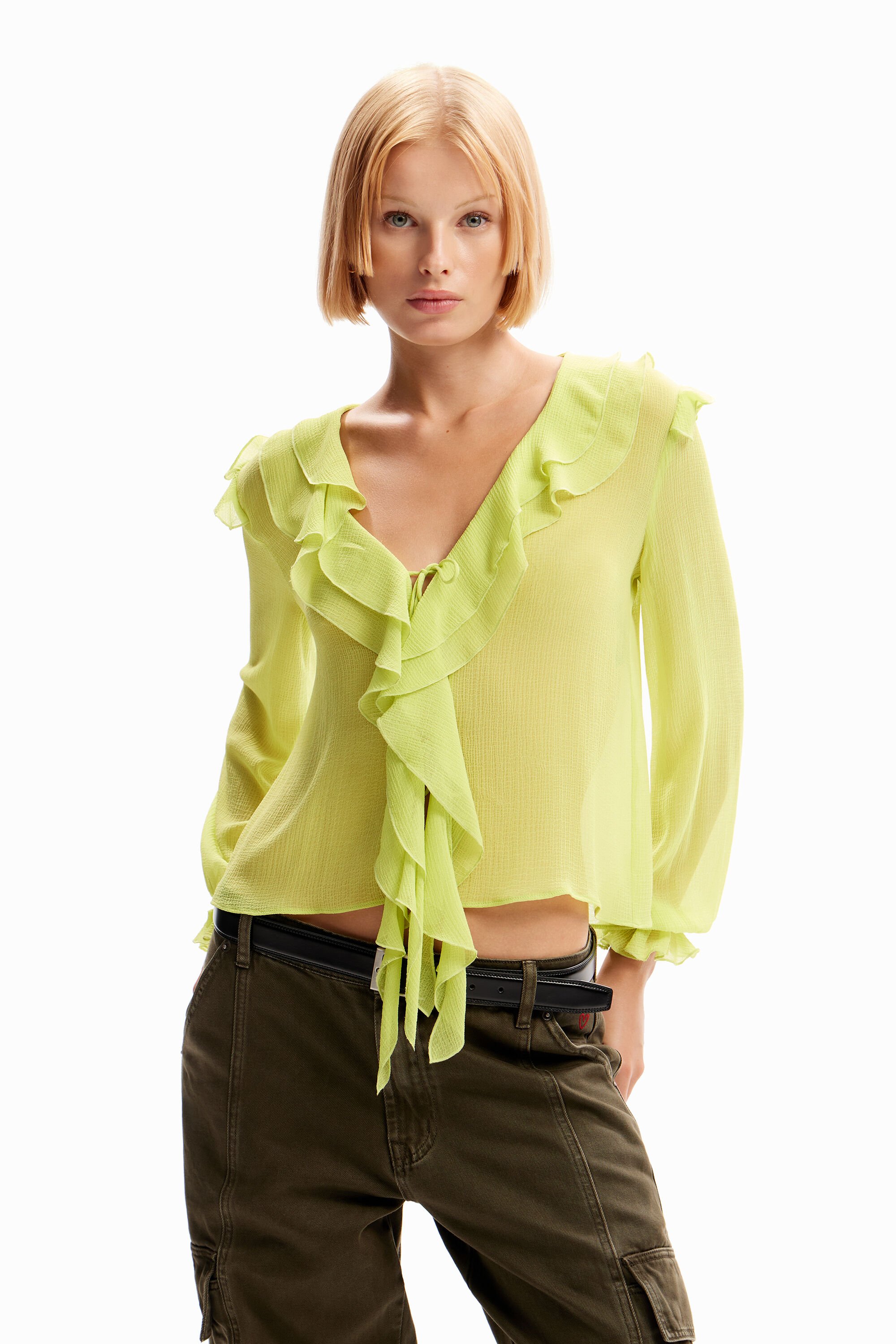 Blouse lacée volants