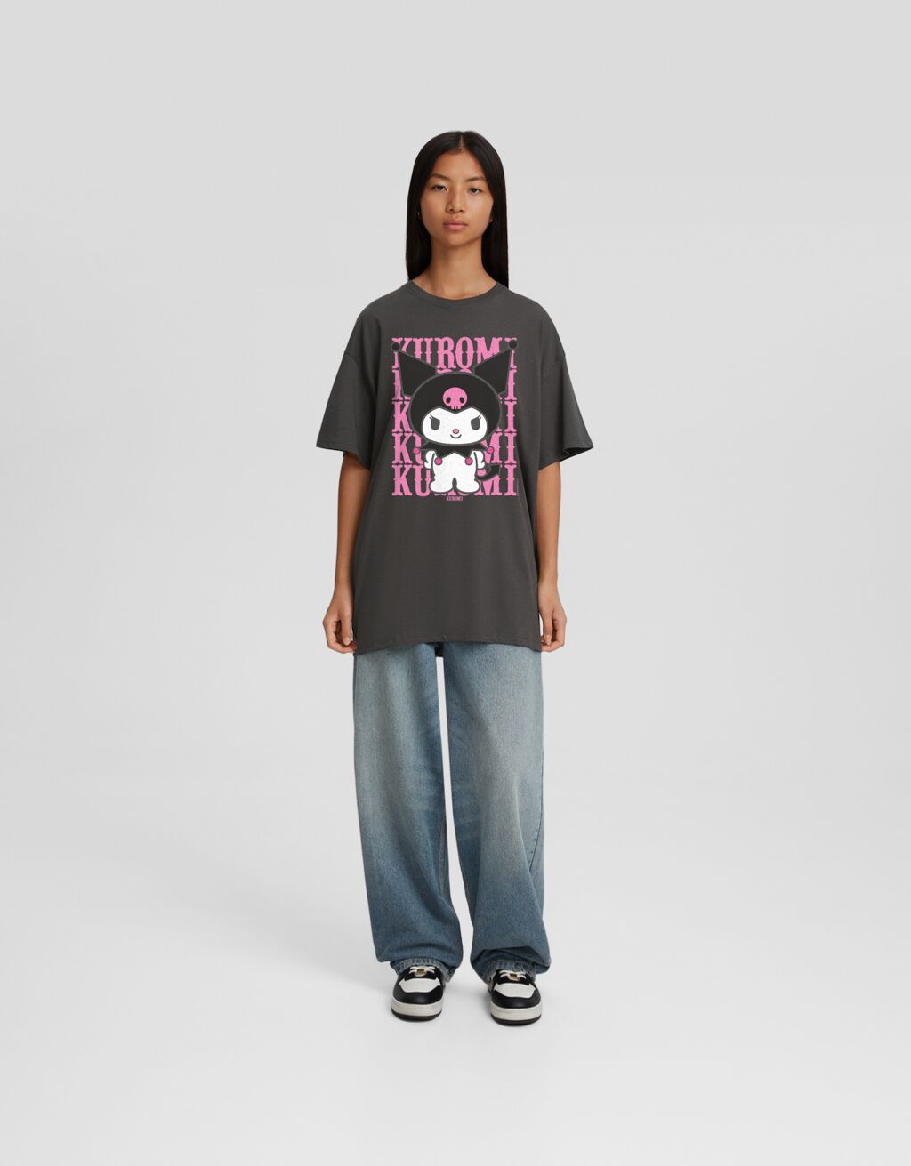 Camiseta oversized de manga curta com estampa Kuromi