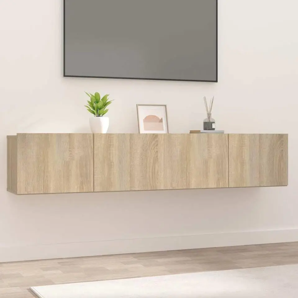 vidaXL - TV-meubels 2 st 4 deuren - Sonoma eikenk - Bewerkt hout - 80x30x30 cm
