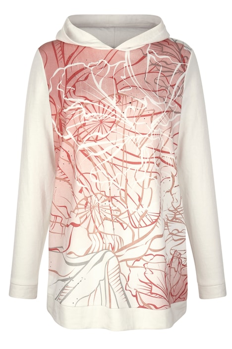 Hoodie, floraler Druck vorne, Kapuze