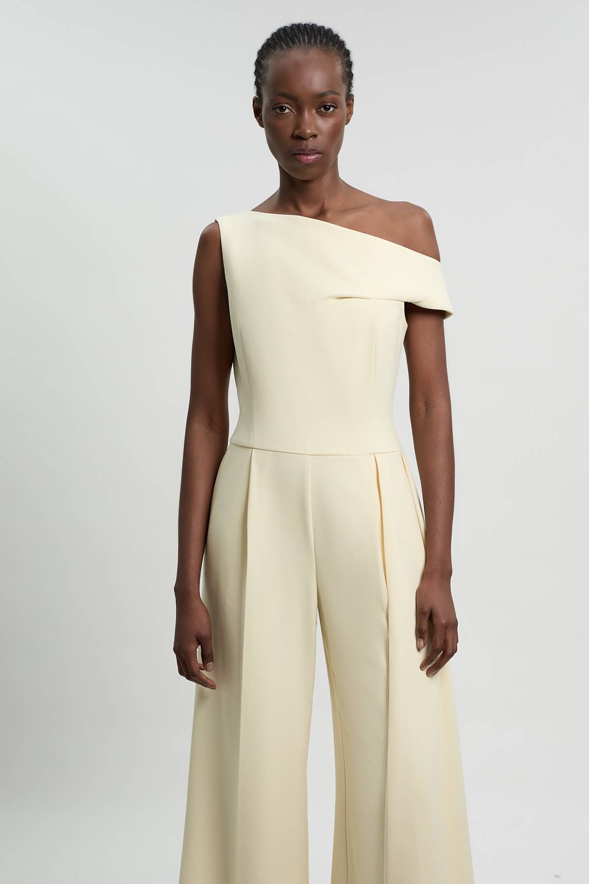 KarenMillen Combinaison-pantalon Jambe Large Col Asymétrique En Tissu Stretch Compact