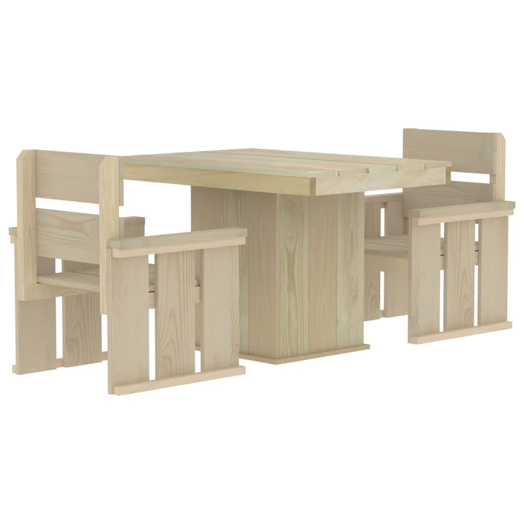 Mobilier de salle à manger de jardin 3 pièces bois de pin imprégné
