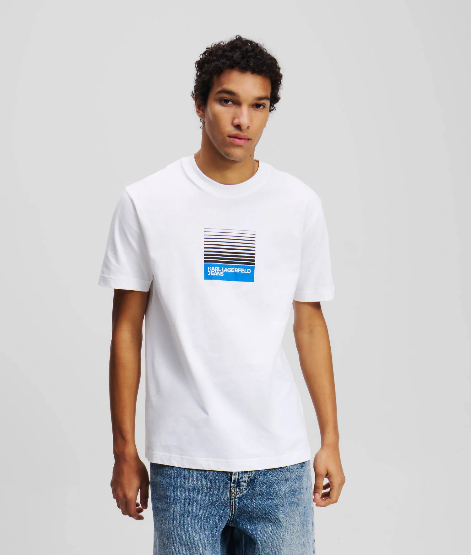 T-SHIRT LOGO ENCADRÉ ESTOMPÉ - Blanc