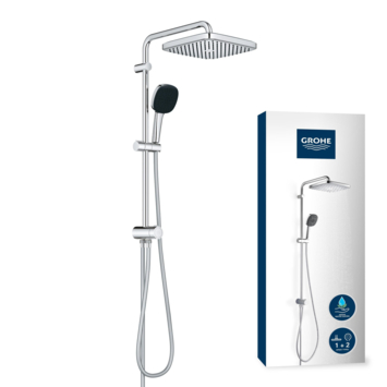 Grohe Douchesysteem Vitalio Comfort 250 Douchesysteem vierkant met omstelling, Max. 8,0L/M Bij 3 Bar Chroom - hartafstand kraan 15 cm